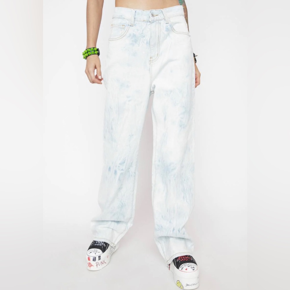 Momokrom faded blue tie dye jeans